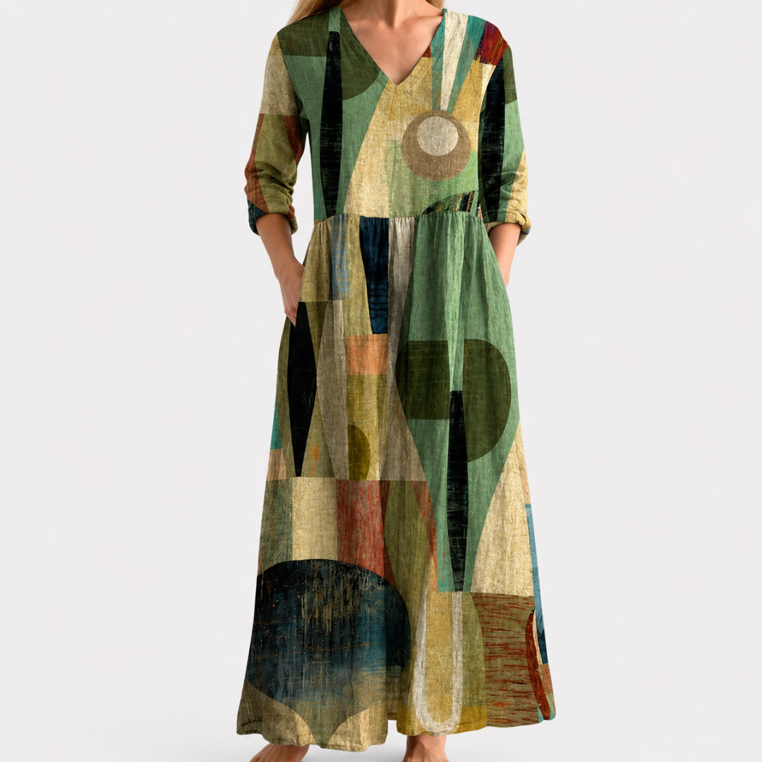 Loose Fit V Neck Dress