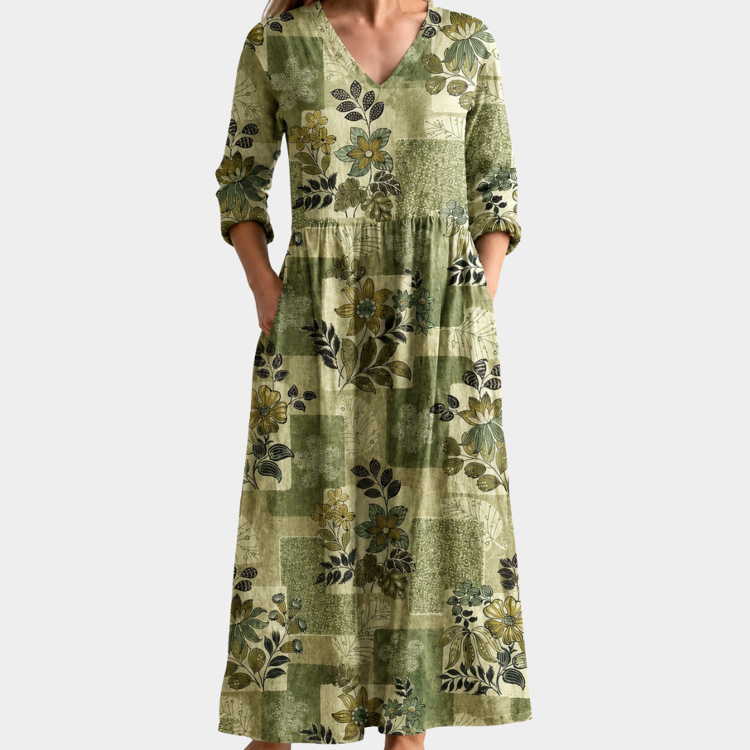 Sage Meadow Patchwork Floral Dress