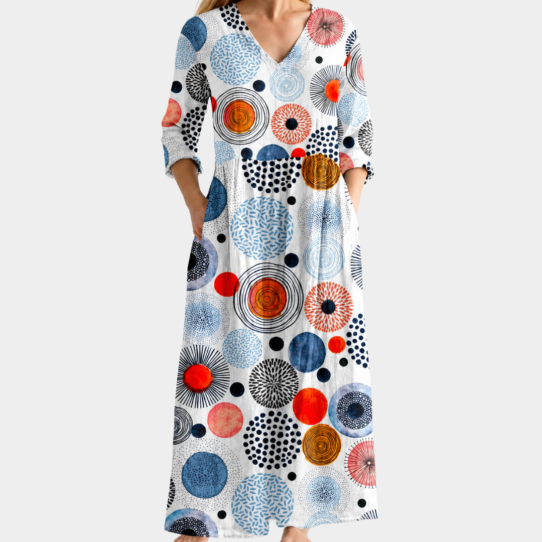 Coastal Mosaic Circle Print Dress
