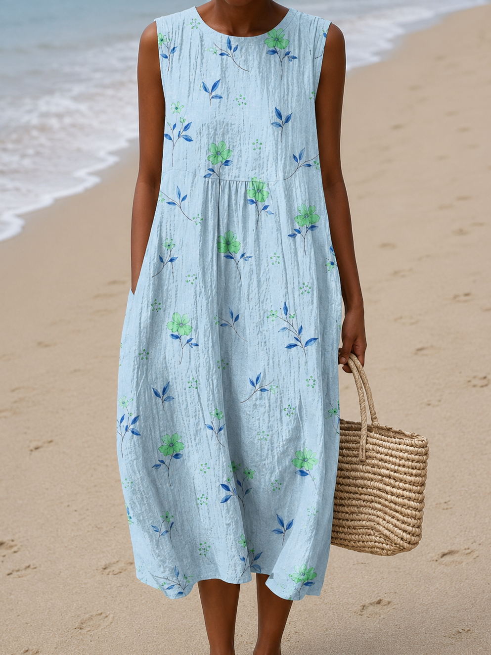 Brianna - Women's Sleeveless Printed Midi Casual Dress