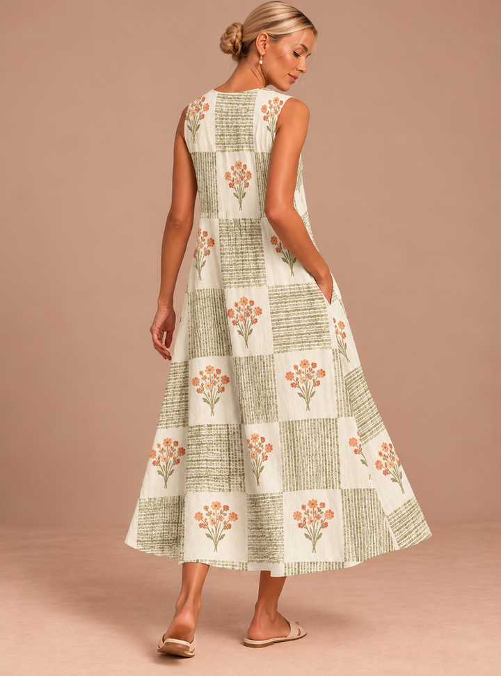 Elena - Women's Sleeveless Printed Midi Casual Dress