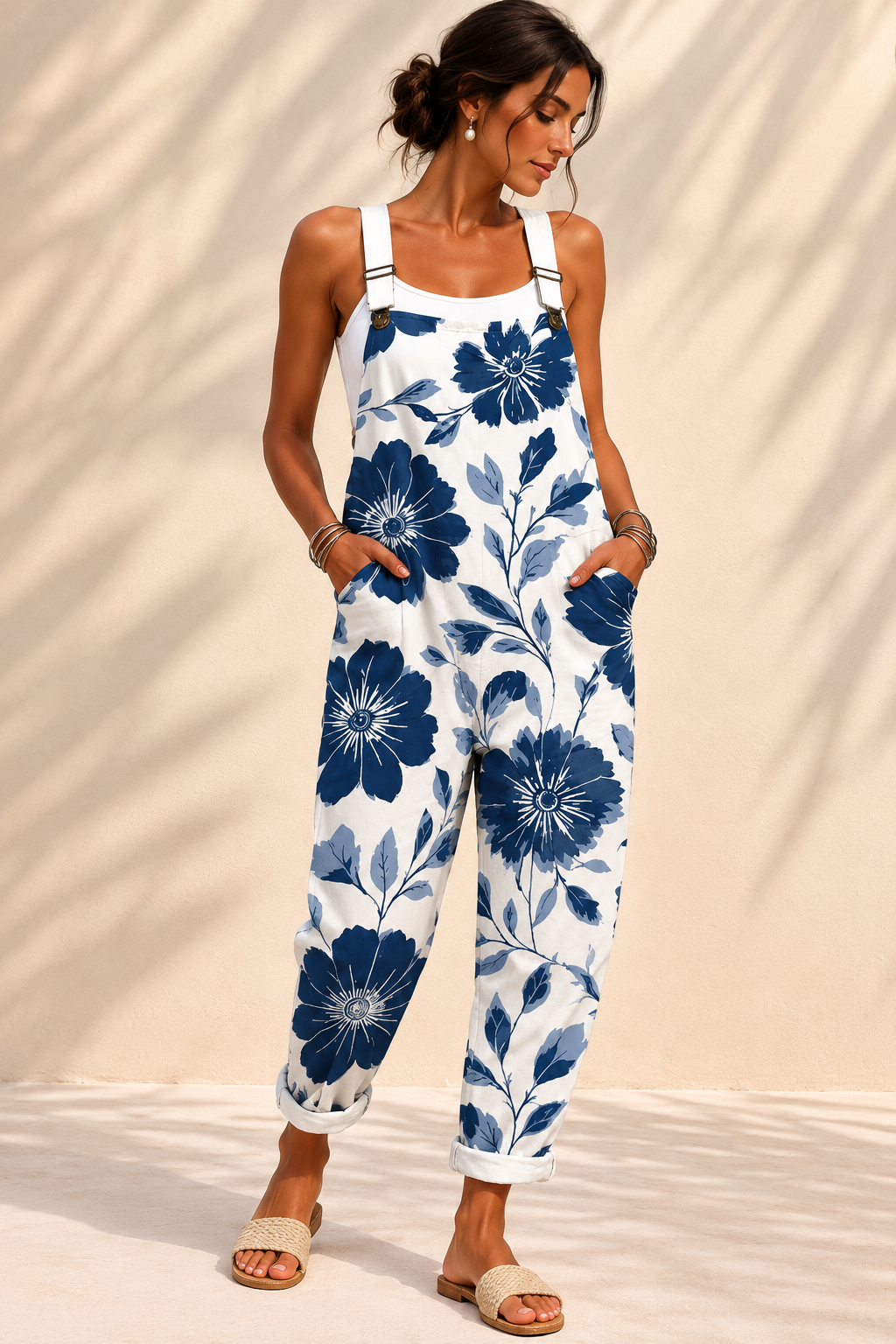 Indigo Flower Overalls