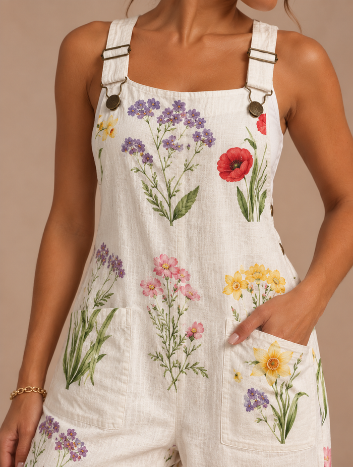 Comfortable Printed Overalls