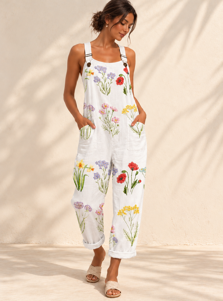 Comfortable Printed Overalls