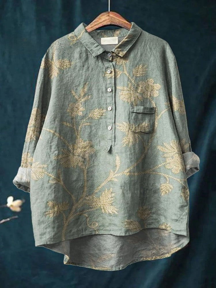 Lina | Vibrant Floral Embroidered Shirt