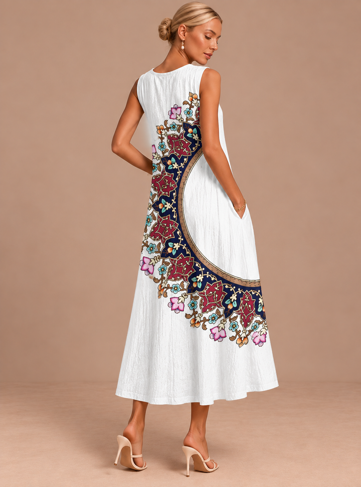 Paige - Women's Sleeveless Printed Beach Midi Dress Loose