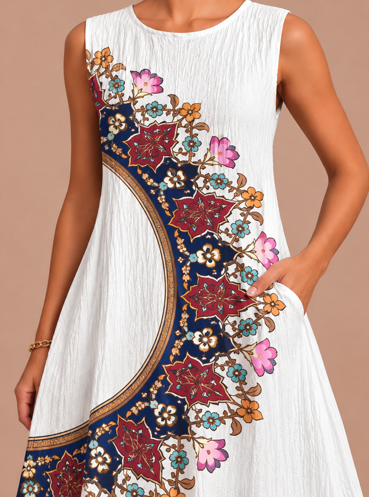 Paige - Women's Sleeveless Printed Beach Midi Dress Loose