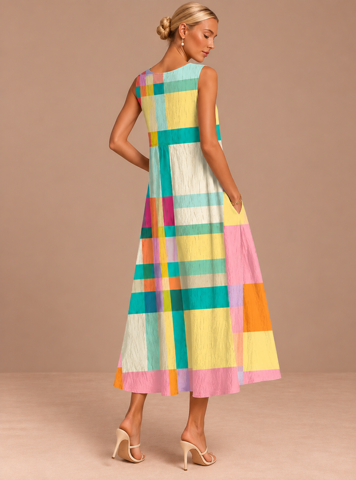 Samantha - Women's Sleeveless Printed Midi Casual Dress