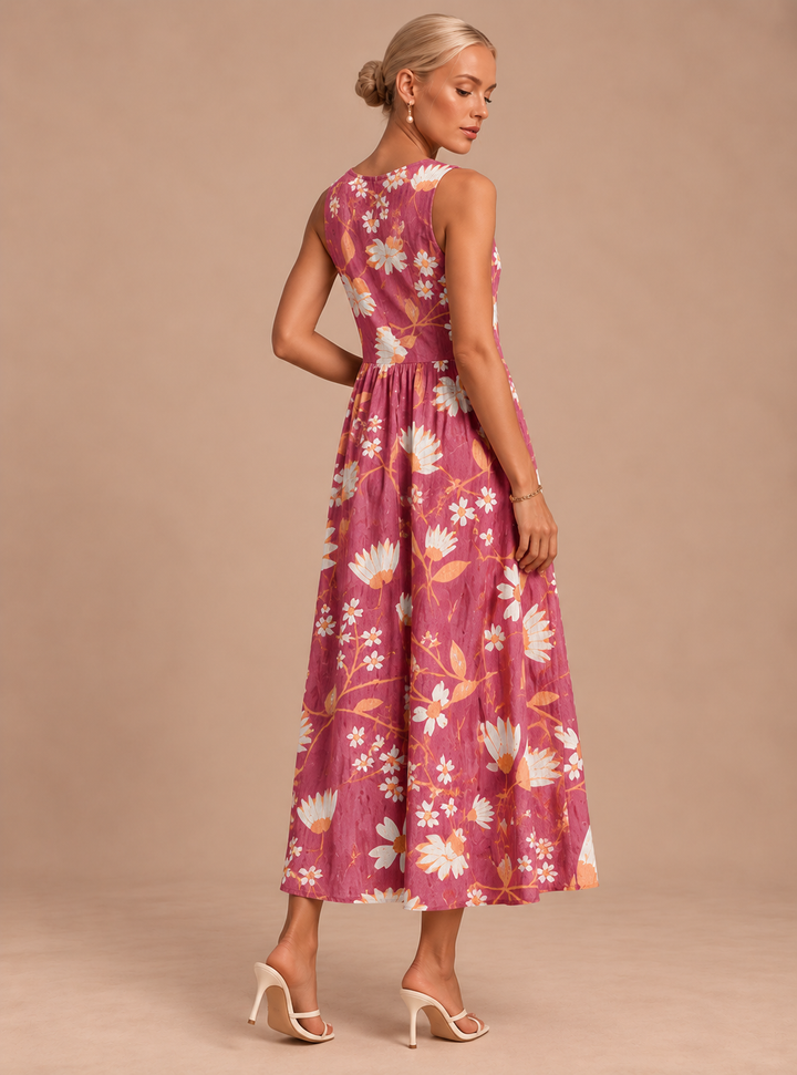 Charlotte - Women's Sleeveless Printed Midi Casual Dress