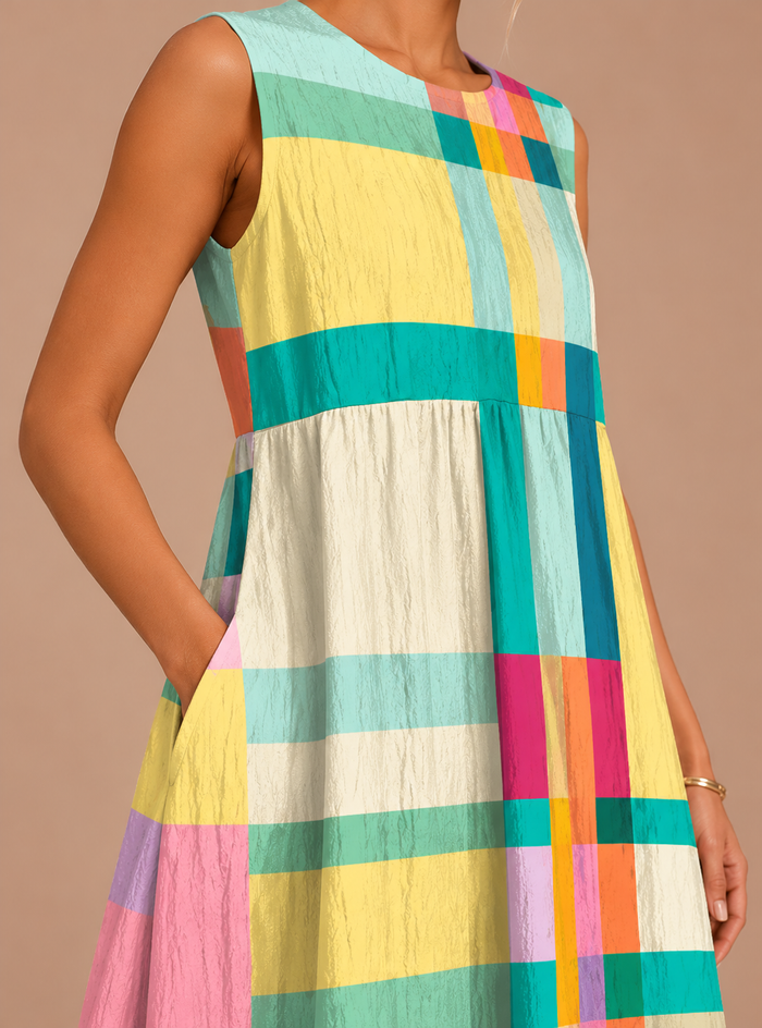 Samantha - Women's Sleeveless Printed Midi Casual Dress