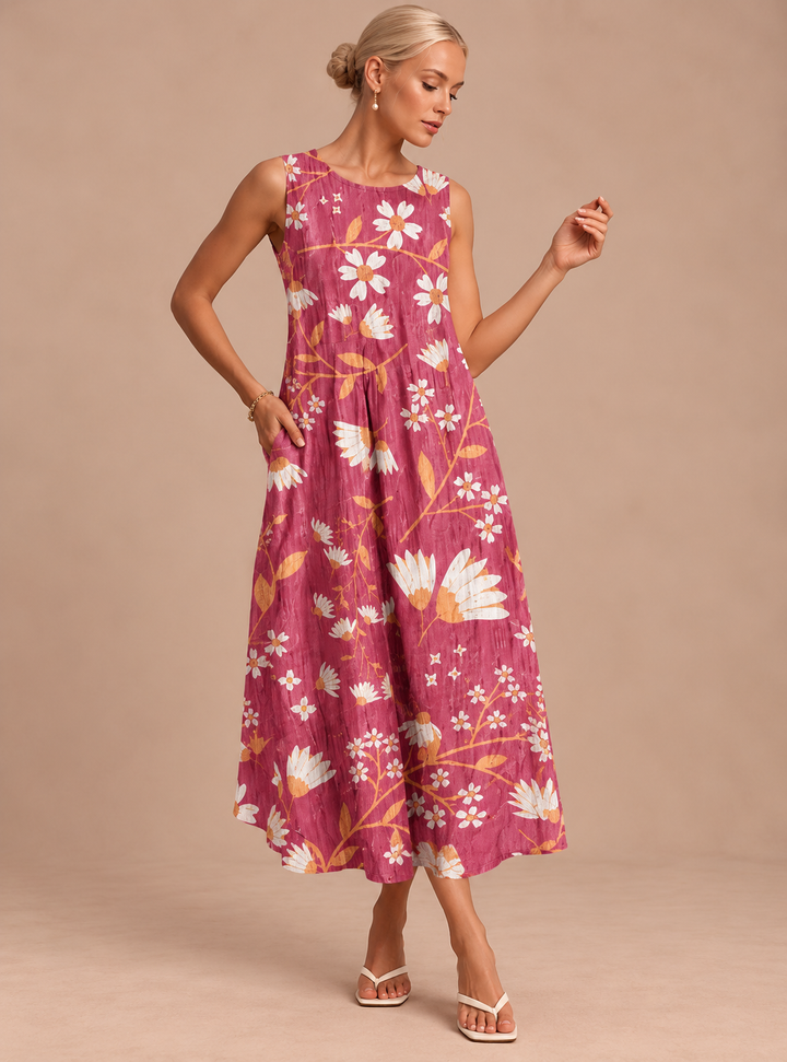 Charlotte - Women's Sleeveless Printed Midi Casual Dress