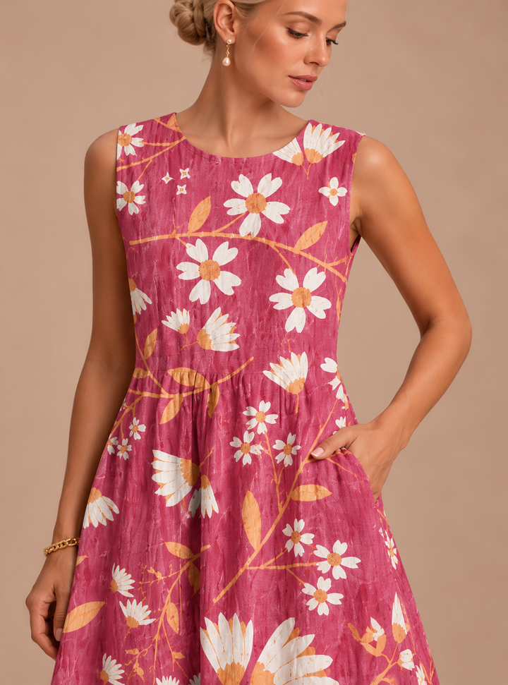 Charlotte - Women's Sleeveless Printed Midi Casual Dress